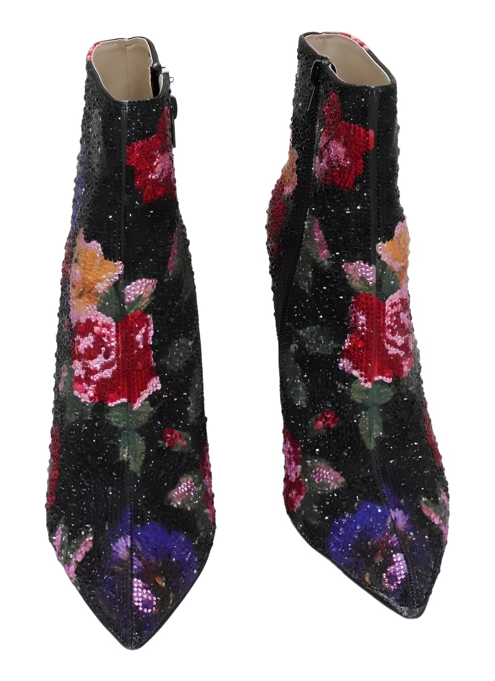 Betsey Johnson Belle Rhinestone Stiletto Heel Ankle Boots Black Flower Size 8M - Picture 5 of 6